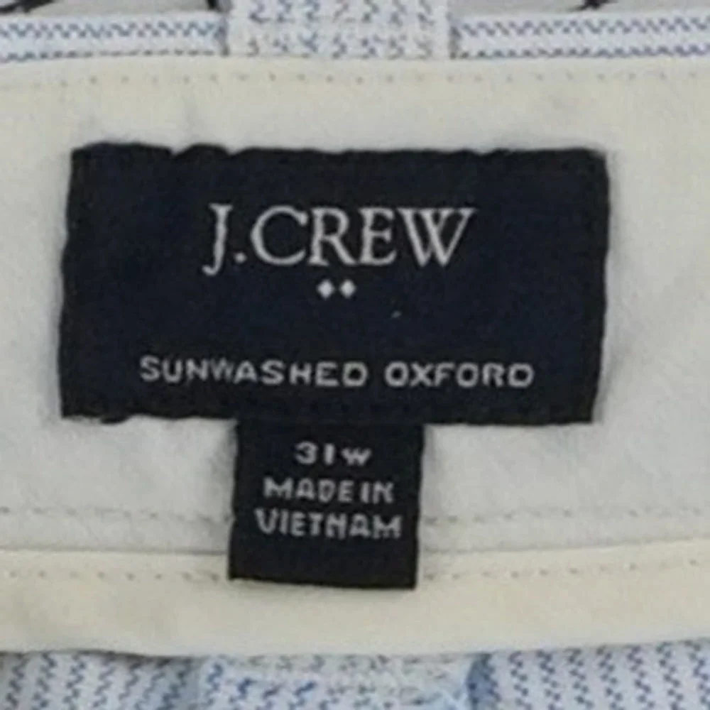 J.Crew Sunwashed Oxford Shorts Men's Size 31 Blue White Micro Stripe 100% Cotton